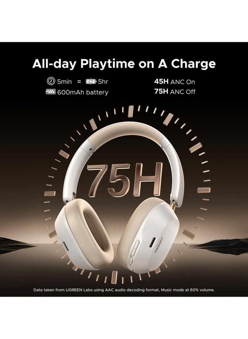 يو جرين سماعات رأس لاسلكية بلوتوث Hitune Max 5C، سماعات رأس فوق الأذن بخاصية إلغاء الضوضاء التكيفية، صوت عالي الدقة، وقت تشغيل يصل إلى 75 ساعة، بلوتوث 5.4، سماعة رأس قابلة للطي والسحب، متوافقة مع سلسلة iPhone 17/16 وGalaxy S26 S25 Ultra لمشاهدة مباريات FIFA 600 mAh - Image 5