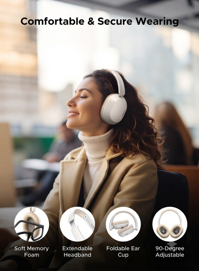 يو جرين سماعات رأس لاسلكية بلوتوث Hitune Max 5C، سماعات رأس فوق الأذن بخاصية إلغاء الضوضاء التكيفية، صوت عالي الدقة، وقت تشغيل يصل إلى 75 ساعة، بلوتوث 5.4، سماعة رأس قابلة للطي والسحب، متوافقة مع سلسلة iPhone 17/16 وGalaxy S26 S25 Ultra لمشاهدة مباريات FIFA 600 mAh - Image 3