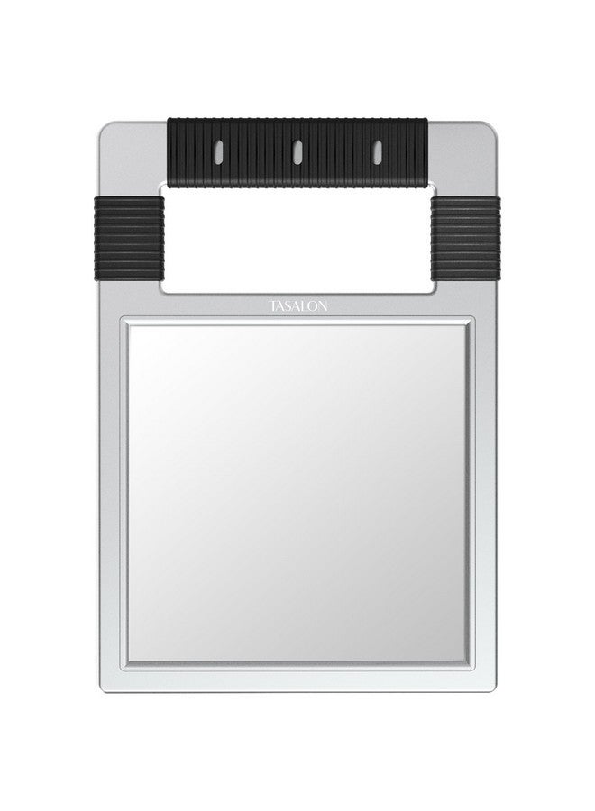 TASALON Unbreakable Hand Mirror, Silver, Rectangular, Tabletop Mount, Abs Frame, Handheld Mirror For Barber, Salon, Makeup, Shower  - Image 1