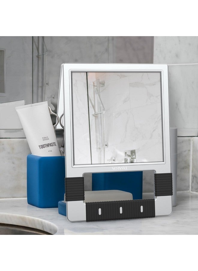 TASALON Unbreakable Hand Mirror, Silver, Rectangular, Tabletop Mount, Abs Frame, Handheld Mirror For Barber, Salon, Makeup, Shower  - Image 4