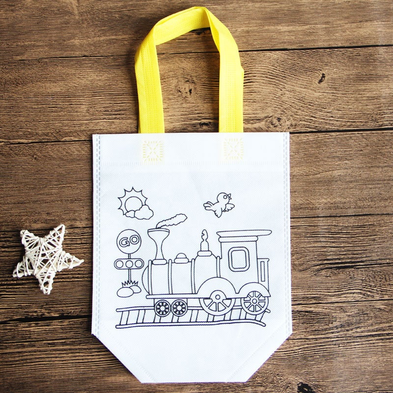 Non-Woven Graffiti Bag Diy Garbage Classification Bag Kidsren'S Hand-Painted Production Coloring Painting Handbag Material - Image 1