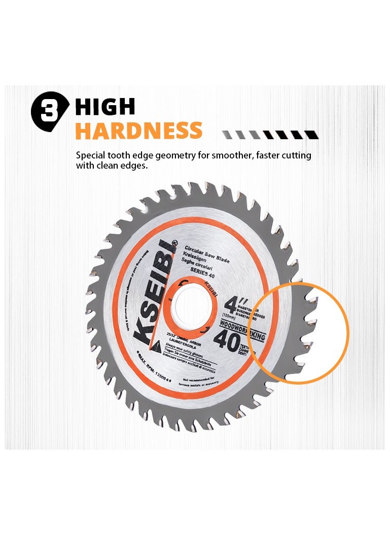 KSEIBI Circular Saw Blades For Wood, Carbon Steel with TCT Head, Blade DIY Cutting for Wood, Laminate, Wood Composites, Veneered Plywood & Hardwoods, Trimming Wood, MDF, Plastic.  - Image 4