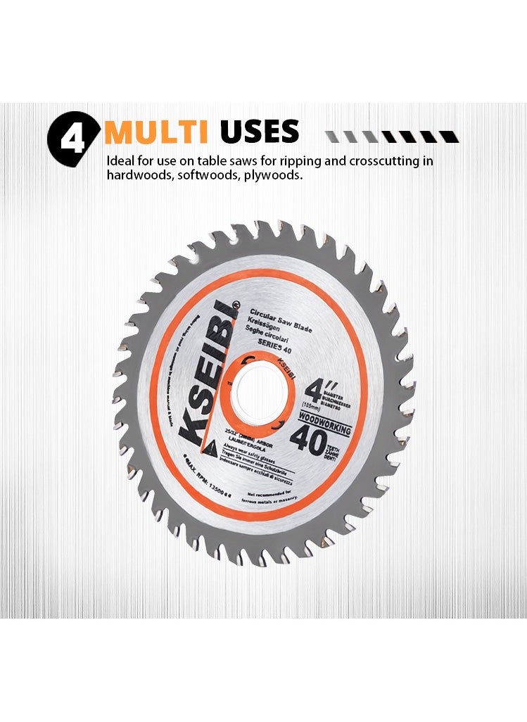 KSEIBI Circular Saw Blades For Wood, Carbon Steel with TCT Head, Blade DIY Cutting for Wood, Laminate, Wood Composites, Veneered Plywood & Hardwoods, Trimming Wood, MDF, Plastic.  - Image 5