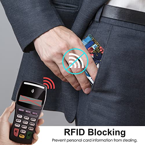 SITHON Slim Minimalist Front Pocket Wallet with Built-in Case Holder Compatible with Airtag, RFID Blocking Credit Card Holder with ID Window Wallet Case Cases for Men Women, Leaves - Image 5