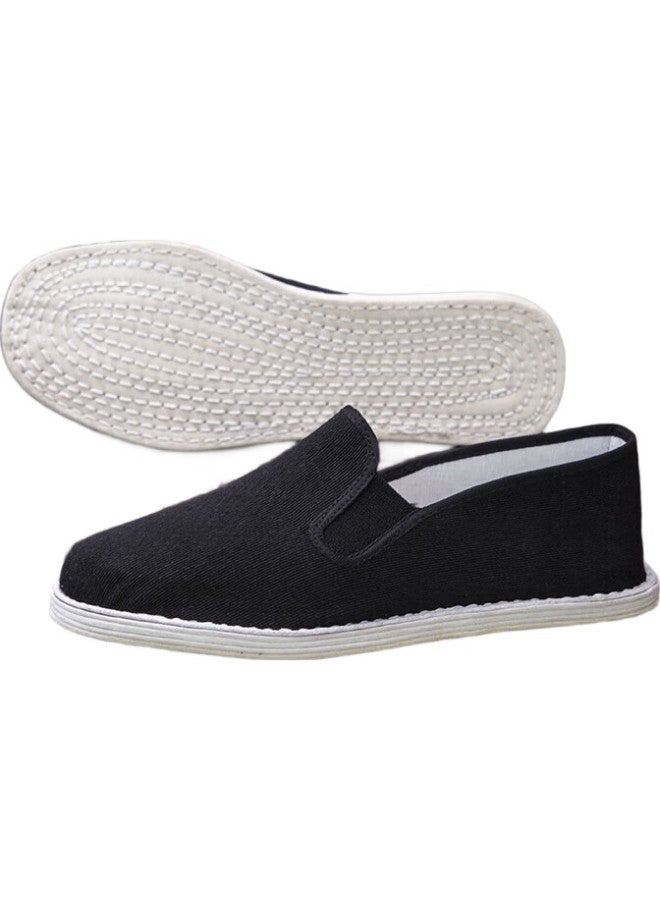 IQGD Traditional Cloth Shoes Men'S Old Beijing Cloth Shoes Casual Low-Top Thousand-Layer Sole Slip-On Elderly Shoes 012 Black Size 39 - Image 2