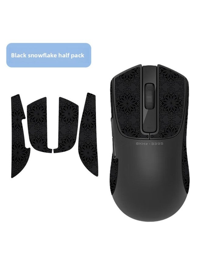 Suitable For Xiaomi X1 Mouse Anti-slip Protection Printing Set Sticker Full-cover Side Skirt Sticker Sweat Absorbing Palm Heart Membrane Anti-slip Sticker-Color:[half Pack] A Black Snowflake Pattern Mouse Sticker  - Image 1