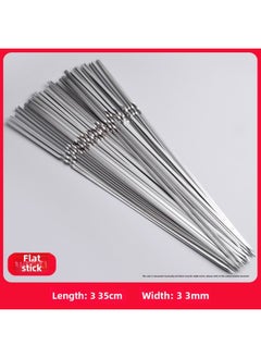 Generic 烧烤签子304不锈钢木柄串串扁签羊肉串烤肉烤串铁针钎子商用工具-颜色:【加粗款】扁签35厘米-100支  - Image 1