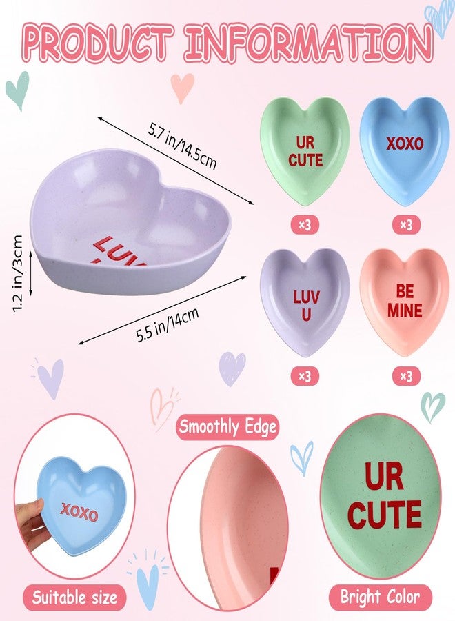 FoldTier 12pcs Valentine's Day Plastic Plates Heart Conversation Plates Decorative Tableware Set 7.5 Inch Sweetheart Gifts Valentine Day Dinnerware for Anniversary Wedding Party Supplies - Image 2
