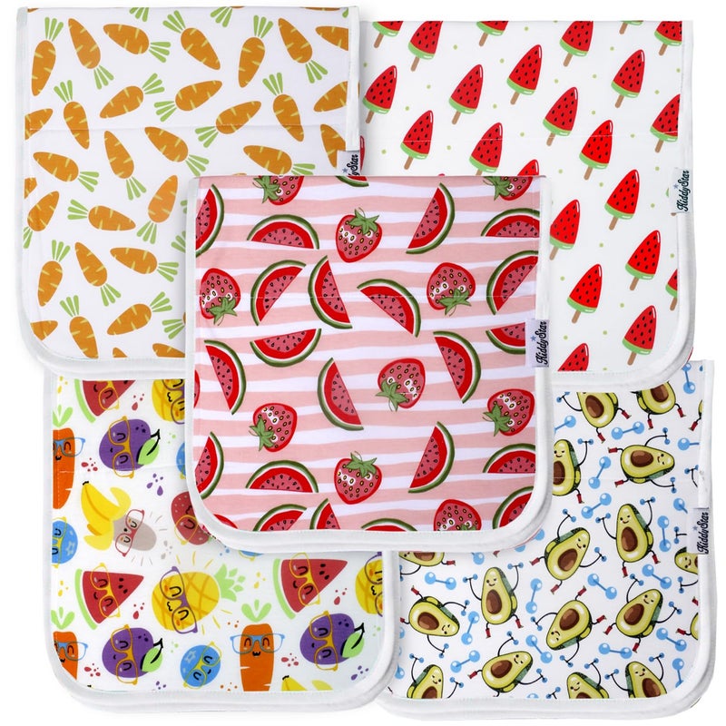 KiddyStar 5-Pack Organic Cotton Burp Cloths â€“ Large, Ultra-Soft 3-Layer Towels for Burping, Shoulder & Hand Use, Highly Absorbent - Image 1