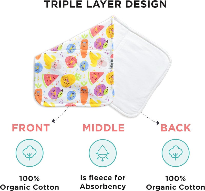 KiddyStar 5-Pack Organic Cotton Burp Cloths â€“ Large, Ultra-Soft 3-Layer Towels for Burping, Shoulder & Hand Use, Highly Absorbent - Image 2