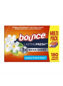 Bounce Lasting Fresh Mega Fabric Softener Dryer Sheets, Outdoor Fresh & Clean for Long Lasting Freshness, 180ct (Packaging May Vary)  - Image 1