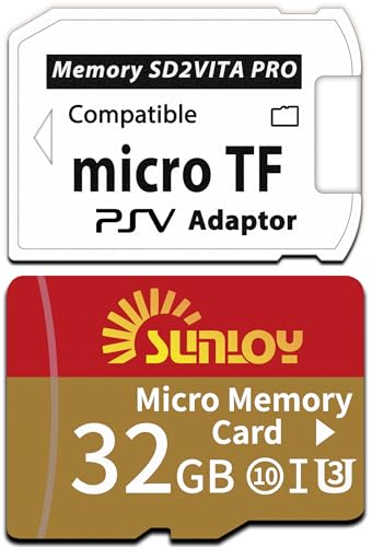 Sunloy SD2Vita 6.0 PS Vita Memory Card Adapter with 32GB Micro SD Card, High Speed microSDHC UHS-I Flash Memory Card with PSV Micro SD Card Adapter for PSV 1000/2000 PSTV FW 3.60 HENkaku Enso System - Image 1