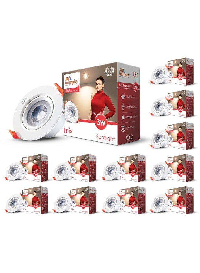 Murphy 3W Iris LED Adjustable Spot Downlight | Warm White Pack of 12 Focus Light, Ceiling Spotlight for Deep Junction Box, Ideal for Accent & Display Lighting (2-Year Warranty) - Image 1