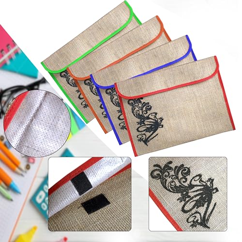Shuban Pack of 4 Eco-Friendly Jute Bag File Folder for Certificates, Important Documents,Office Legal Size Documents for Meetings, Business Events, Conference (Style-3, Mix Color) - Image 5