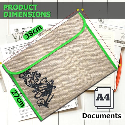 Shuban Pack of 4 Eco-Friendly Jute Bag File Folder for Certificates, Important Documents,Office Legal Size Documents for Meetings, Business Events, Conference (Style-3, Mix Color) - Image 2