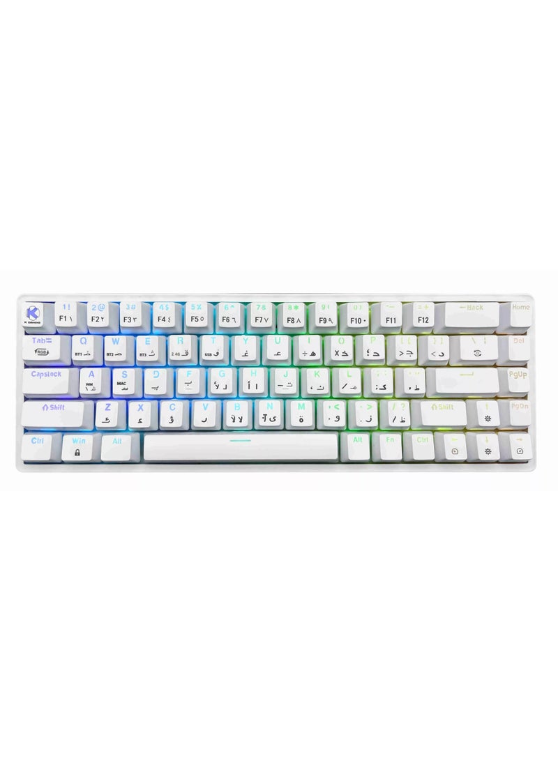 k Gaming KGaming Whitecore Wireless Mechanical Gaming Keyboard, Triple Mode (Bluetooth/2.4Ghz/Wired), Hot-Swappable Blue Clicky Switches, RGB Backlit - Image 3