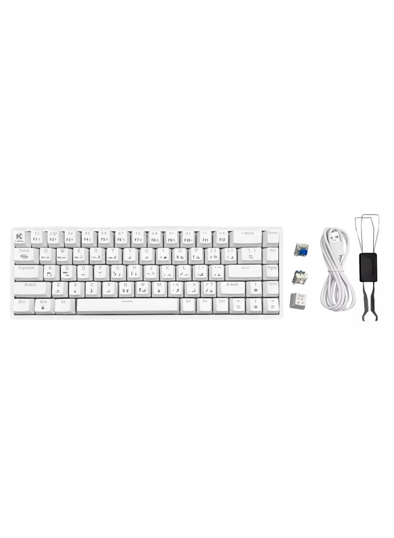 k Gaming KGaming Whitecore Wireless Mechanical Gaming Keyboard, Triple Mode (Bluetooth/2.4Ghz/Wired), Hot-Swappable Blue Clicky Switches, RGB Backlit - Image 2