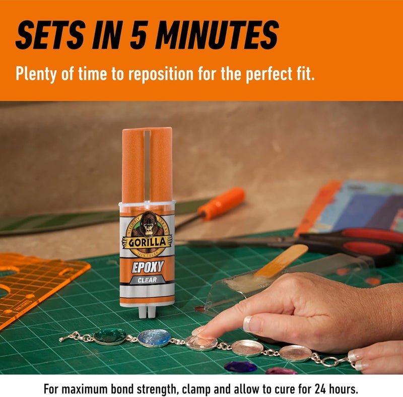 Gorilla Clear Epoxy Adhesive 0.85oz – Strong 2 Part Epoxy Glue for Metal, Wood, Plastic, Ceramic & Glass, Fast Set 5 Minute Waterproof Bonding Adhesive for Repairs & DIY - Image 2
