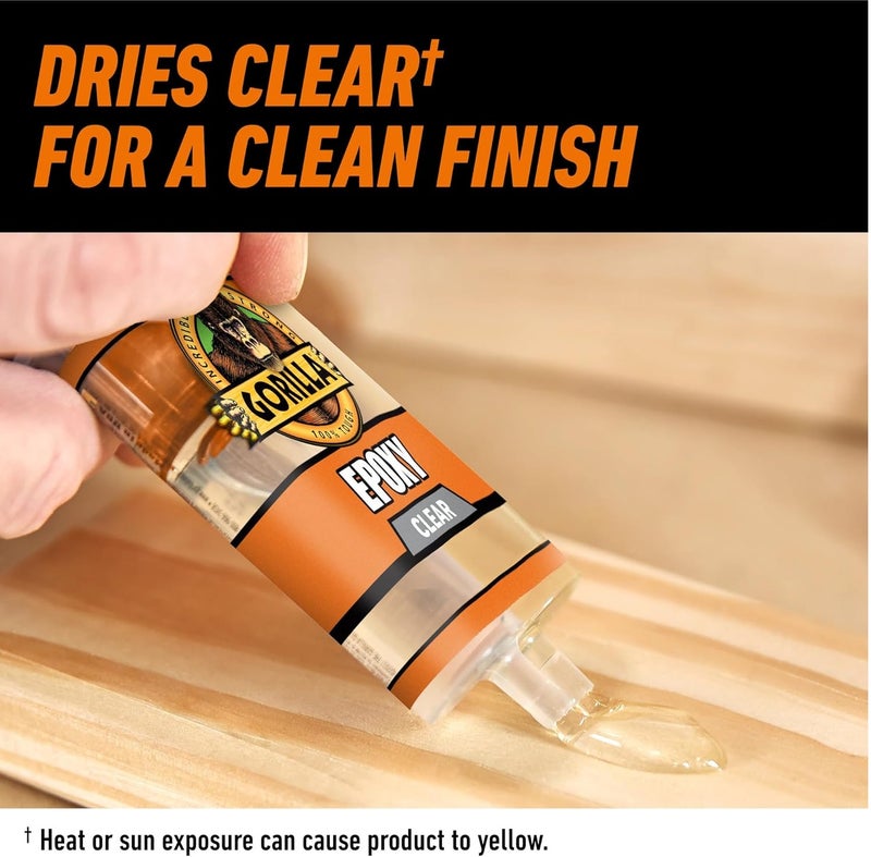 Gorilla Clear Epoxy Adhesive 0.85oz – Strong 2 Part Epoxy Glue for Metal, Wood, Plastic, Ceramic & Glass, Fast Set 5 Minute Waterproof Bonding Adhesive for Repairs & DIY - Image 3