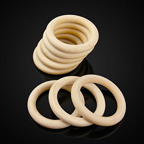 Thyores 20 Pieces 70mm Wooden Rings, Natural Unfinished Solid Wooden Rings for Craft DIY, Jewelry Making - Image 5