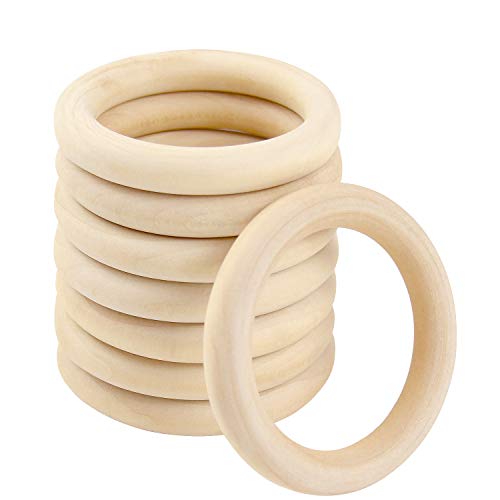 Thyores 20 Pieces 70mm Wooden Rings, Natural Unfinished Solid Wooden Rings for Craft DIY, Jewelry Making - Image 4