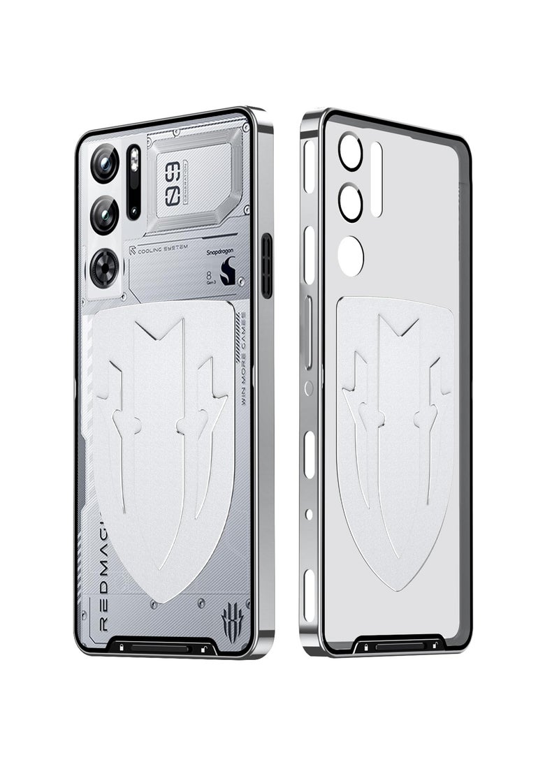 SYOSI Case for ZTE Nubia Red Magic 9 Pro/Pro+, Luxury Premium Metal Aluminum Alloy Shockproof Bumper Frame with Hard Plastic Back Cover, Silver - Image 2