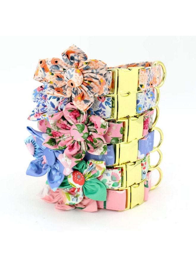 Beirui Cute Girl Dog Collar and Leash Set for Female Dogs- Floral Dog Collar with Flower for Small Medium Large Dogs Puppy, XS:Neck 8-12", Leash 5FT, Orange-1 - Image 4