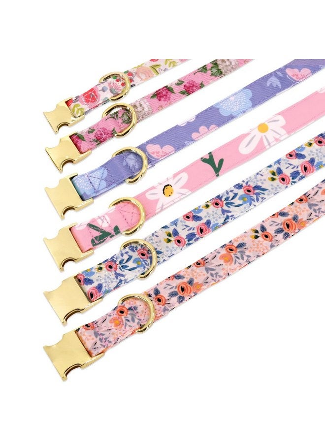 Beirui Cute Girl Dog Collar and Leash Set for Female Dogs- Floral Dog Collar with Flower for Small Medium Large Dogs Puppy, XS:Neck 8-12", Leash 5FT, Orange-1 - Image 3