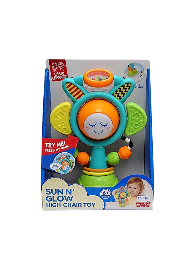 Happy Kids Little Learners Sun N’ Glow Highchair Toy - Suction Cup, Spinning And Light-up, Sensory Development, 6m+  - Image 2