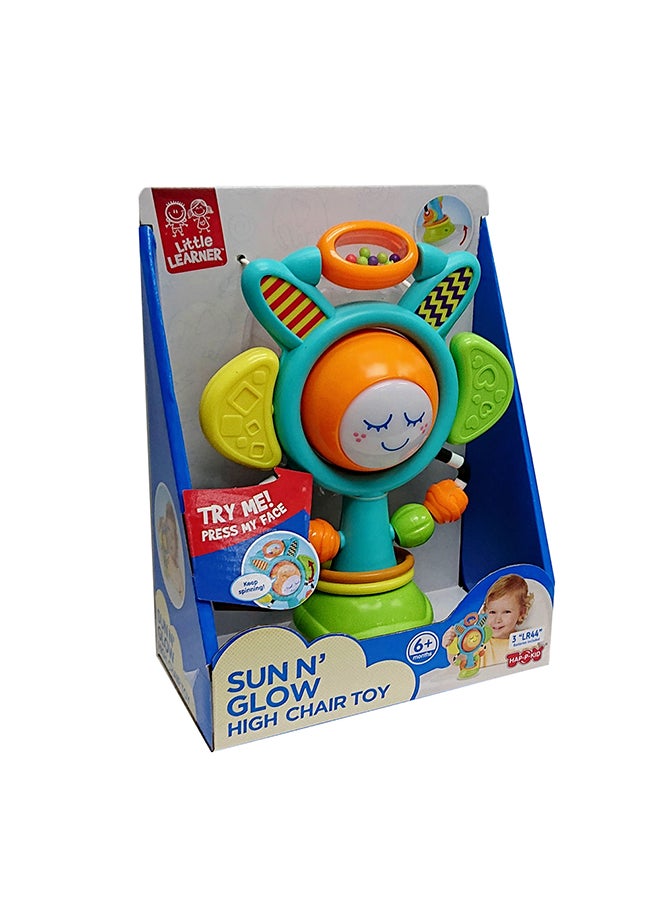 Happy Kids Little Learners Sun N’ Glow Highchair Toy - Suction Cup, Spinning And Light-up, Sensory Development, 6m+  - Image 1