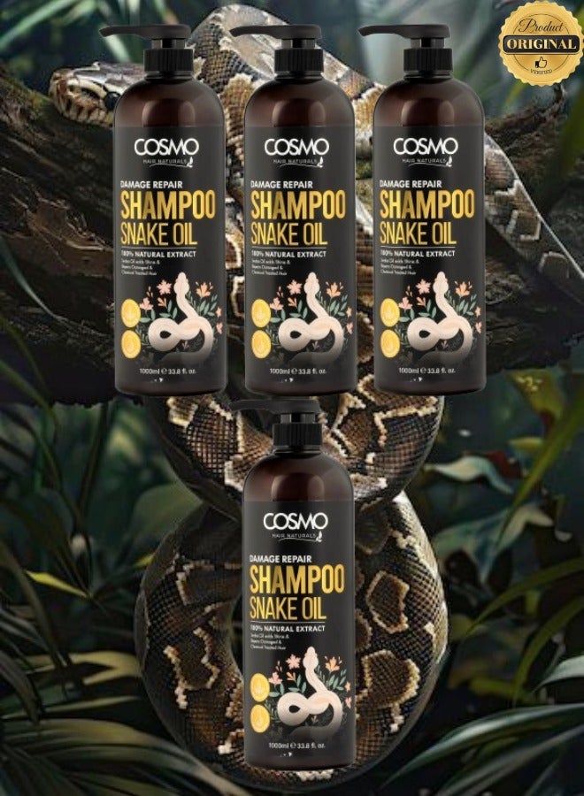 COSMO 4 Pieces Damage Repair Shampoo Snake Oil 1000ML  - Image 1