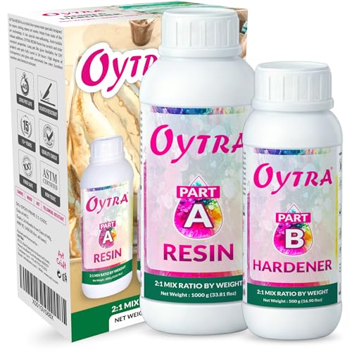 Oytra Epoxy Resin Liquid 2:1 Ratio Crystal Clear Bubble Free High Gloss Non Yellowing for Table Top Craft Art Jewellery & Coating Casting Projects for Beginners (1.5 Kg) - Image 1