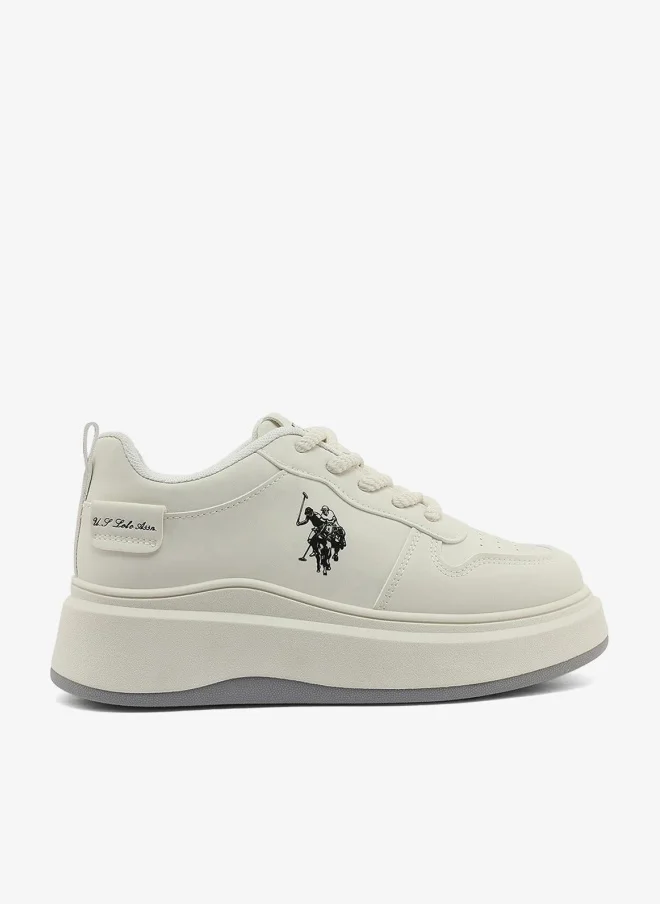 U.S. Polo Assn. Women's White Low-Top Sneakers - Classic Style Detail for Elegant Everyday Wear