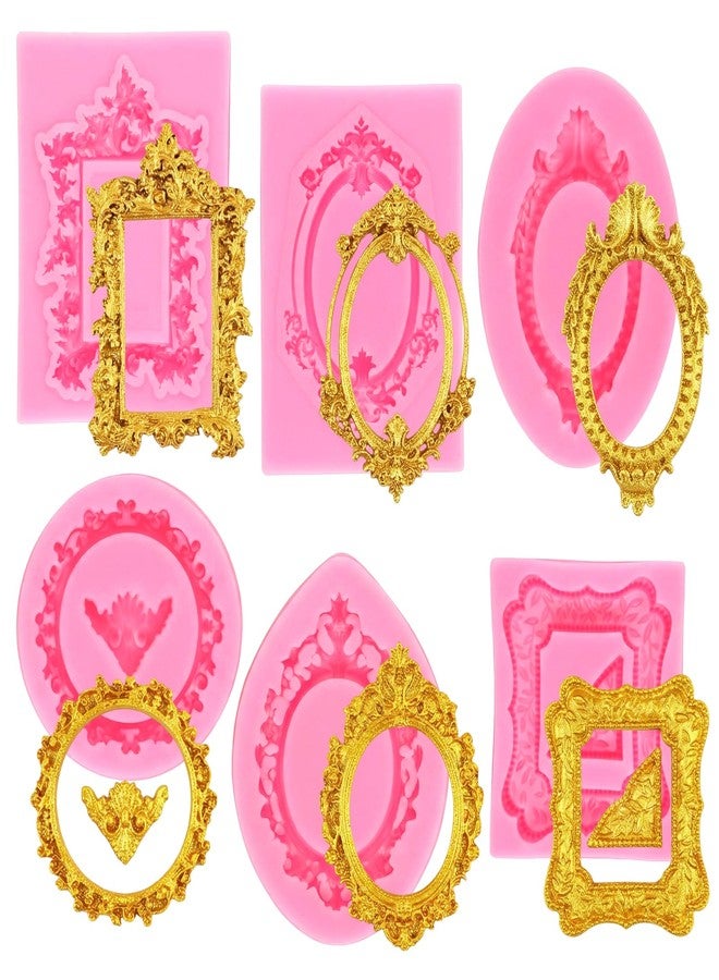 Sdfvsdg 6 Pack Photo Frame Fondant Molds Vintage Picture Frames Silicone Mold for Cake Decorating Cupcake Topper Chocolate Candy Polymer Clay - Image 1