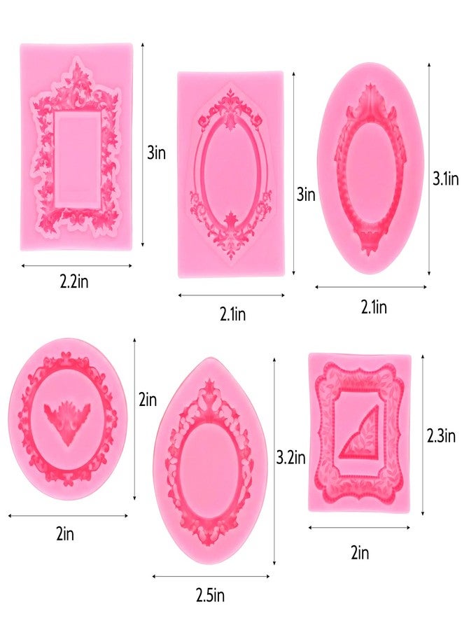 Sdfvsdg 6 Pack Photo Frame Fondant Molds Vintage Picture Frames Silicone Mold for Cake Decorating Cupcake Topper Chocolate Candy Polymer Clay - Image 3