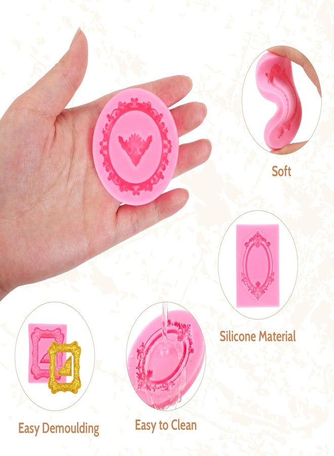 Sdfvsdg 6 Pack Photo Frame Fondant Molds Vintage Picture Frames Silicone Mold for Cake Decorating Cupcake Topper Chocolate Candy Polymer Clay - Image 4