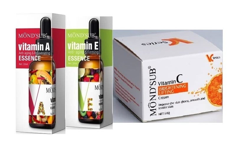 Mond'sub Mondsub Vitamin E Vitamin A Face Serum  Vitamin C Cream for Glow Skin Repair AntiAging  Anti wrinkle 60ml  50g - Image 1