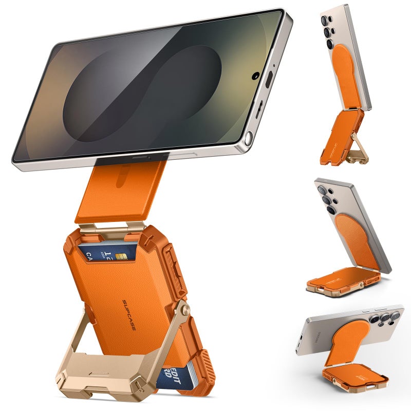 SUPCASE لمحفظة MagSafe، محفظة مغناطيسية للرجال، [حامل 5 بطاقات] [حامل قابل للتعديل] [حماية RFID] حامل بطاقات الهاتف ثلاثي القوائم لهواتف Samsung Galaxy S26/S25، Google Pixel 10 و iPhone 17/16/15، لون مرجاني - Image 1