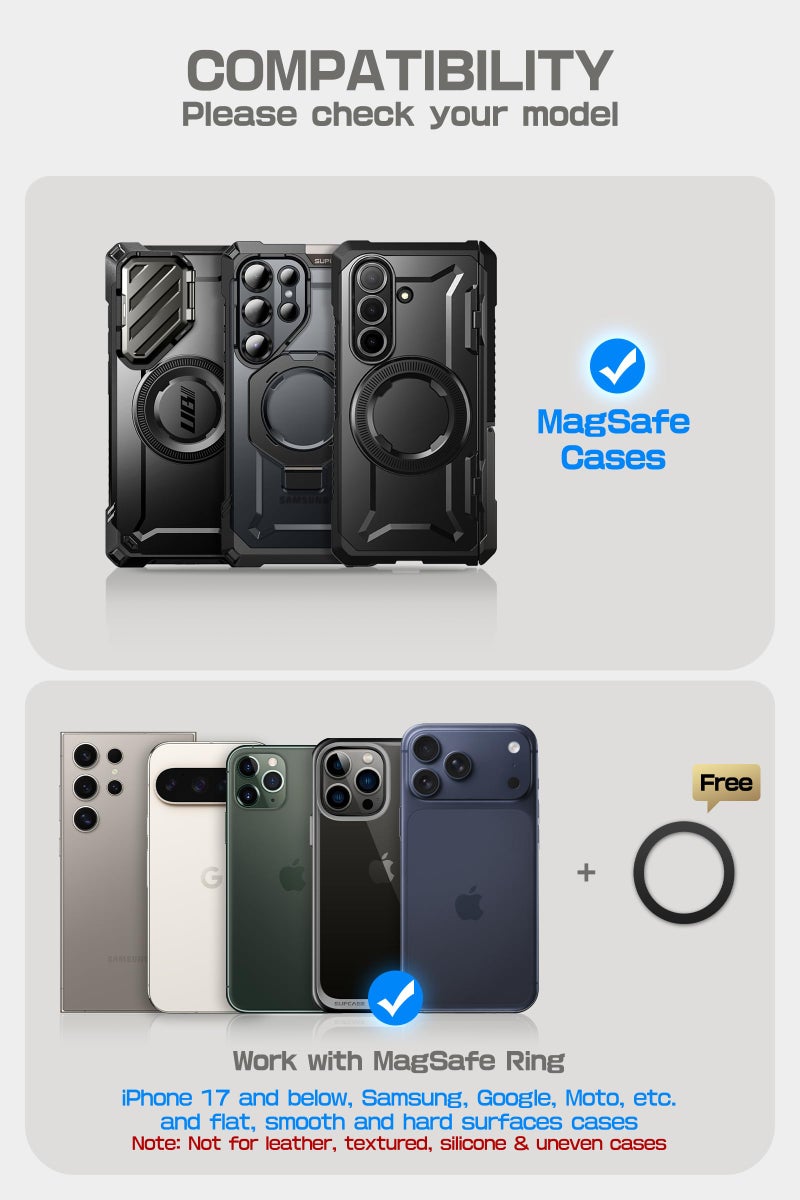 SUPCASE لمحفظة MagSafe، محفظة مغناطيسية للرجال، [حامل 5 بطاقات] [حامل قابل للتعديل] [حماية RFID] حامل بطاقات الهاتف ثلاثي القوائم لهواتف Samsung Galaxy S26/S25، Google Pixel 10 و iPhone 17/16/15، لون مرجاني - Image 2
