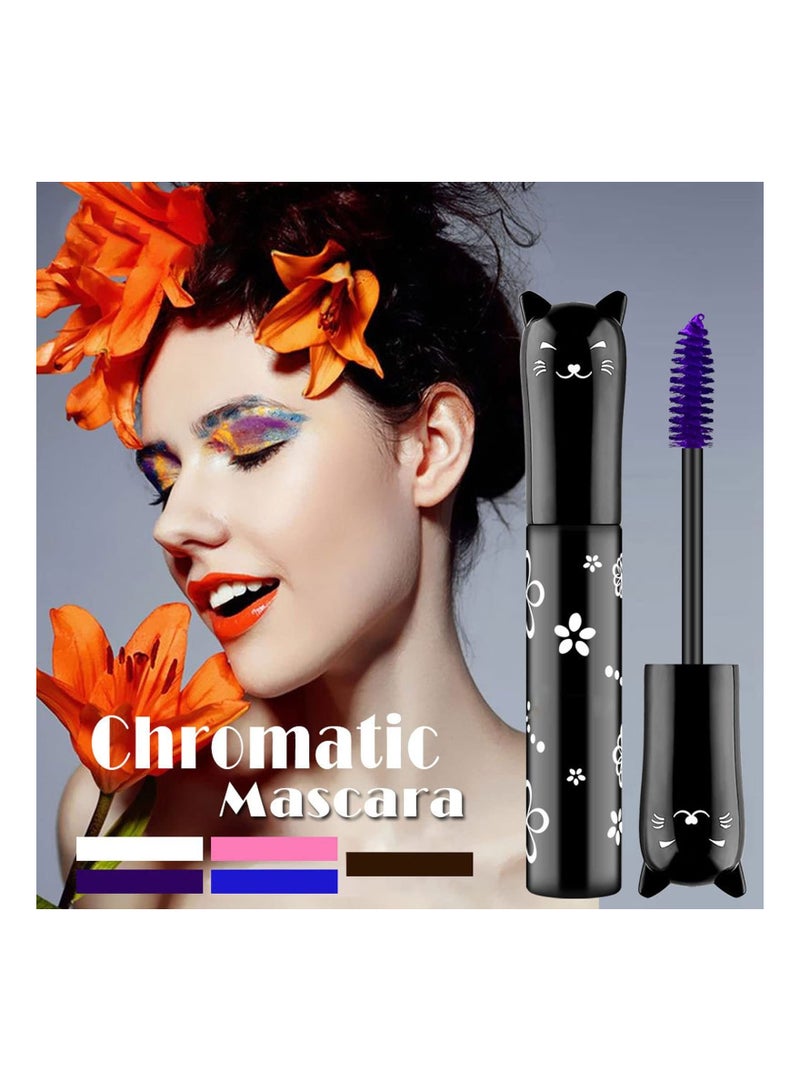 Colored Eyelash Mascara Set, 5 Colors Colorful Waterproof Rainbow Fiber Eyelashes Long Lasting Thick Volume Eye Lash for Women Cruelty Free Vegan Natural Makeup All Day - Image 3
