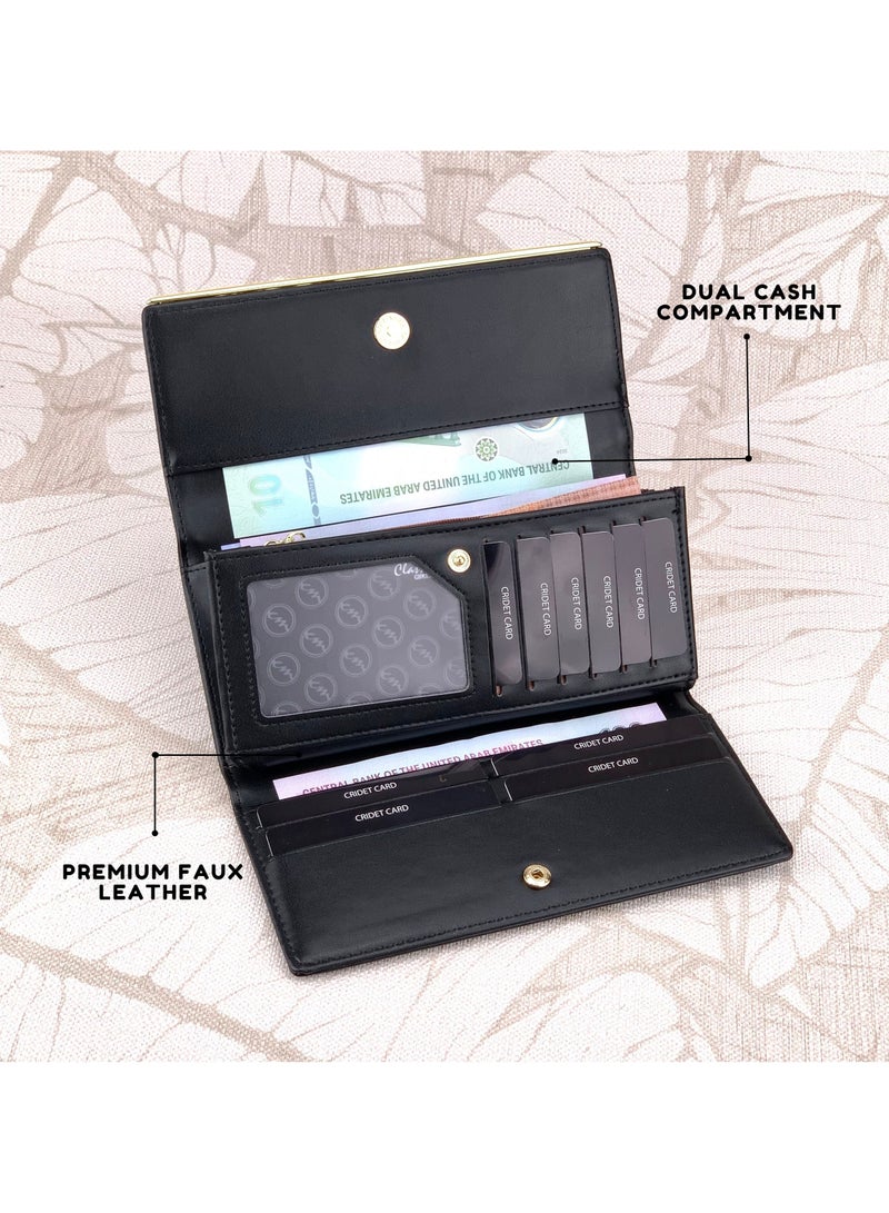 Classic Milano Premium Faux Leather Long Wallet for Women with Snap Closure | Ladies Wallet Card Holder Purse | Slim Women's Wallet for Daily Use, Travel, and Gifting - Image 3