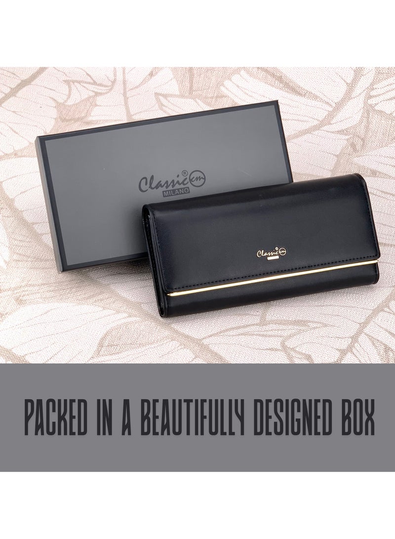 Classic Milano Premium Faux Leather Long Wallet for Women with Snap Closure | Ladies Wallet Card Holder Purse | Slim Women's Wallet for Daily Use, Travel, and Gifting - Image 5