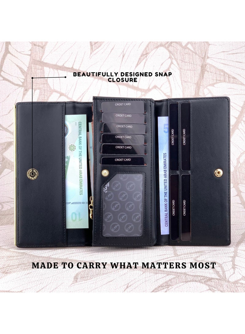 Classic Milano Premium Faux Leather Long Wallet for Women with Snap Closure | Ladies Wallet Card Holder Purse | Slim Women's Wallet for Daily Use, Travel, and Gifting - Image 4