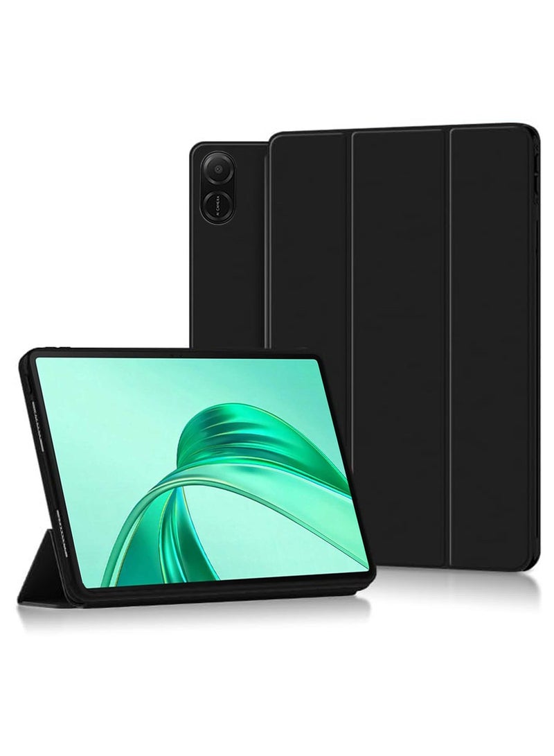 Techie غطاء خلفي ذكي قابل للطي ثلاثي مع وظيفة الاستيقاظ/النوم التلقائي لجهاز Honor Pad X8a 11 بوصة 2024 - أسود - Image 1
