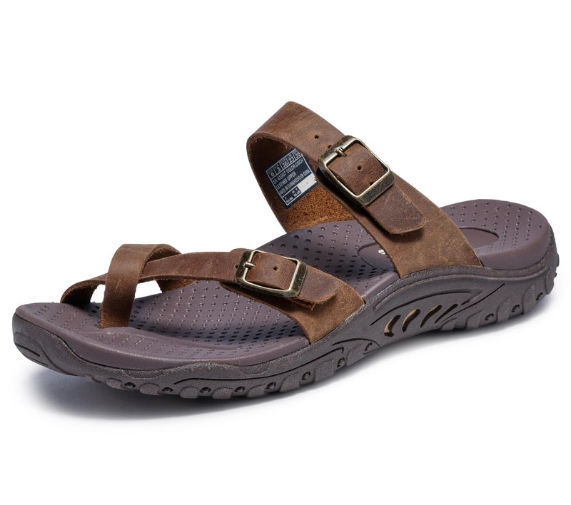 Skechers Women's Reggae-carribean - Double Buckle Toe Thong Slide, Desert Crazyhorse, 8 - Image 5