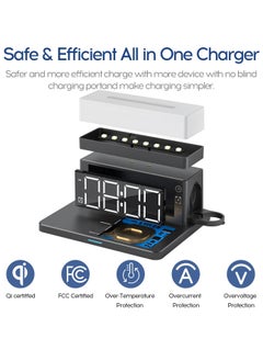 SYOSI Wireless Charging Station with Digital Alarm Clock, Night Light,18W Fast Charger Compatible with iPhone/Samsung Galaxy, for AirPods/Apple Watch  - Image 2