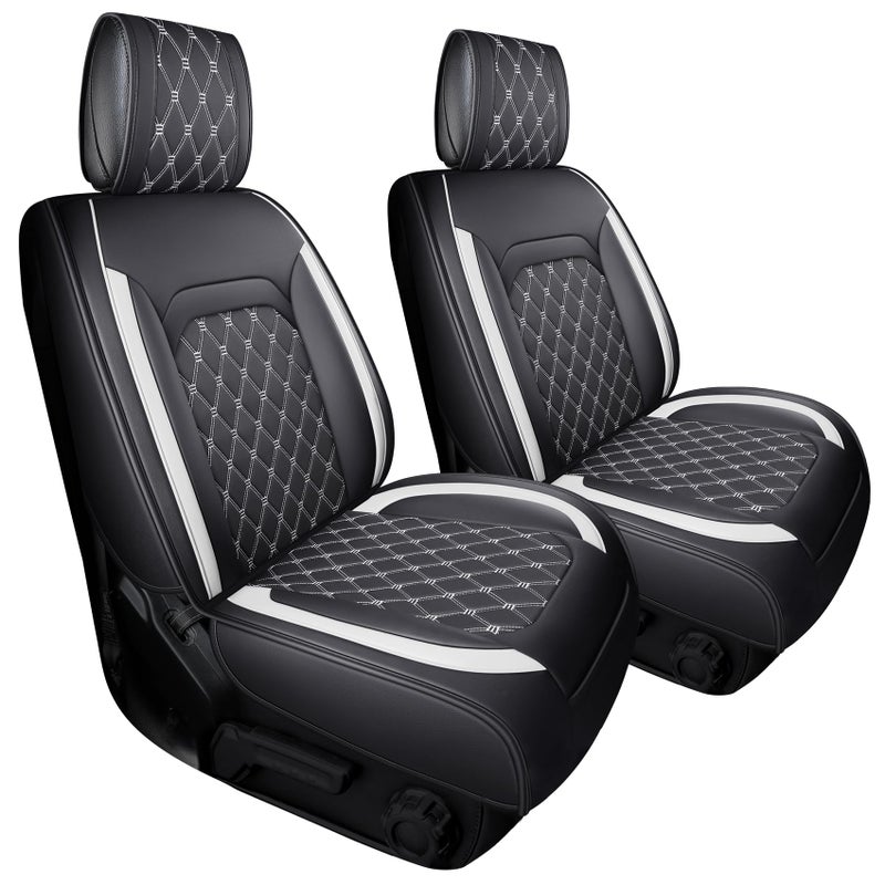 Aierxuan Wrangler JK JL Front Seat Covers Custom Fit 24 Door 20072025 Unlimited Rubicon 392 Sahara Willys Sport High Altitude Truck Pickup Waterproof Leather Cushions BlackWhite