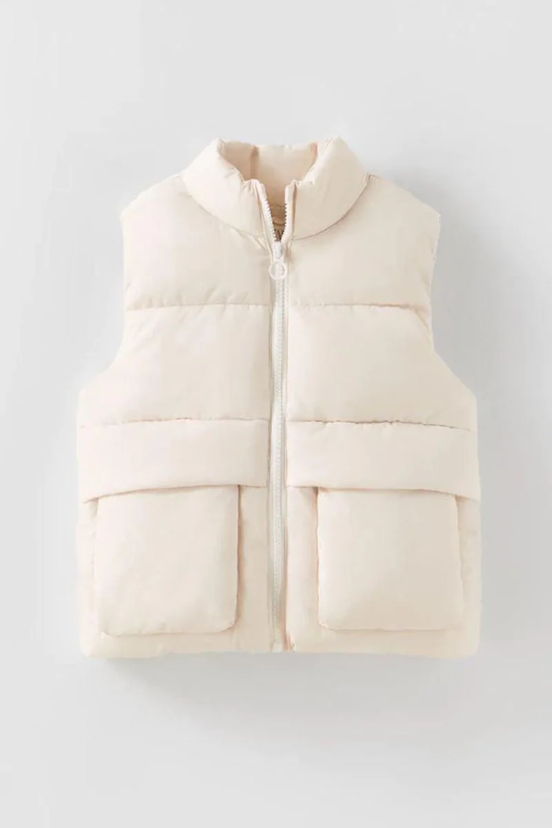 Miniğimin Cicileri My Little One's Cici Soft and Stylish Zippered Puffer Vest - Cream