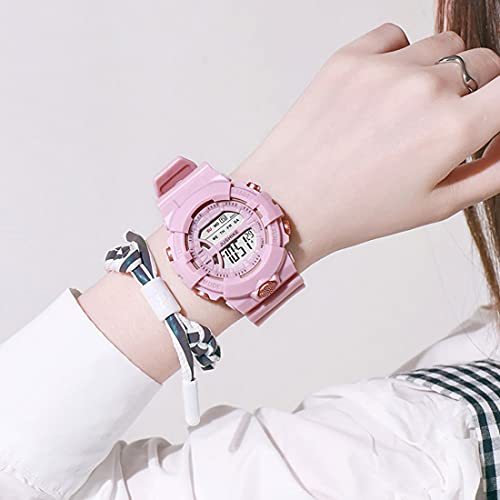 CLOUDWOOD Sports Digital Watch for Girls/Women, Multi Functional Silicon Strap Wrist Watch (Pink) - Image 2