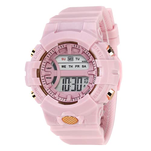 CLOUDWOOD Sports Digital Watch for Girls/Women, Multi Functional Silicon Strap Wrist Watch (Pink) - Image 1